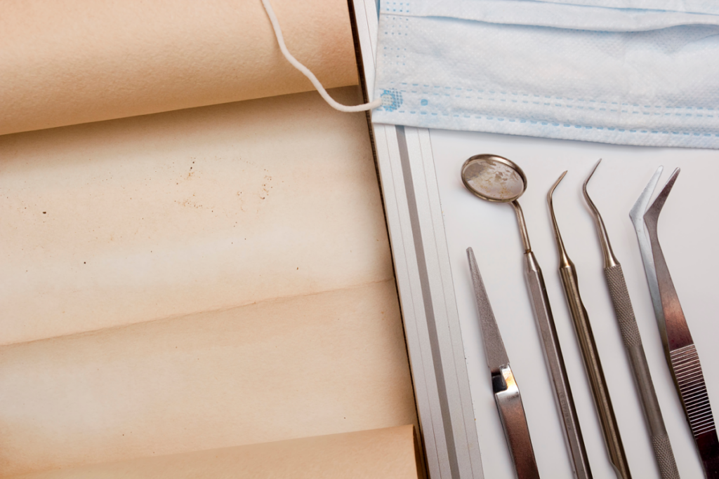 dental tools and mask