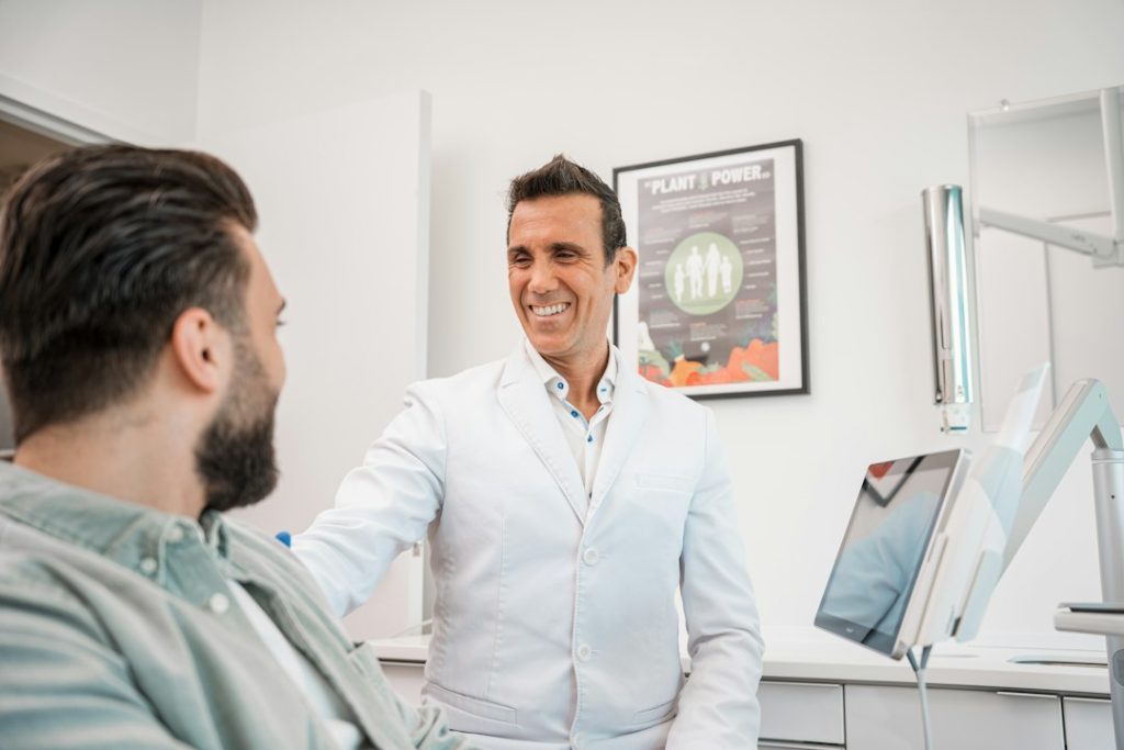 Comfortable restorative dental care consultation
